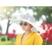 Straw Big Rim Hat - w/ Multi-String Bow - White - HT-SHA50203WT
